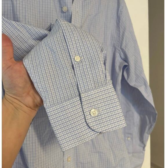 J.Crew Tailored Slim Performance Dress Shirt White Peri Blue Size 15/32 - Picture 5 of 8